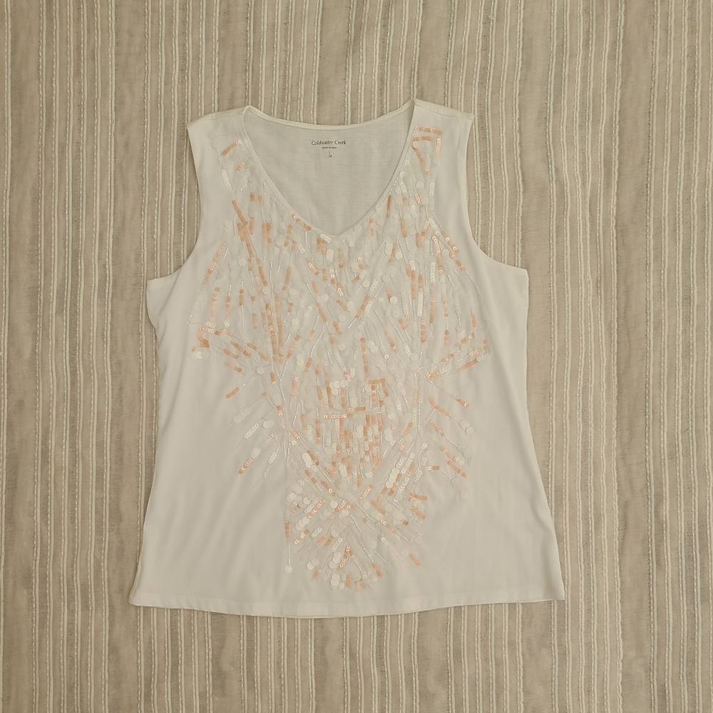 Cold Water Creek sleeveless sequin shirt